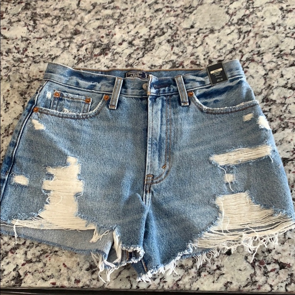 Distressed denim shorts